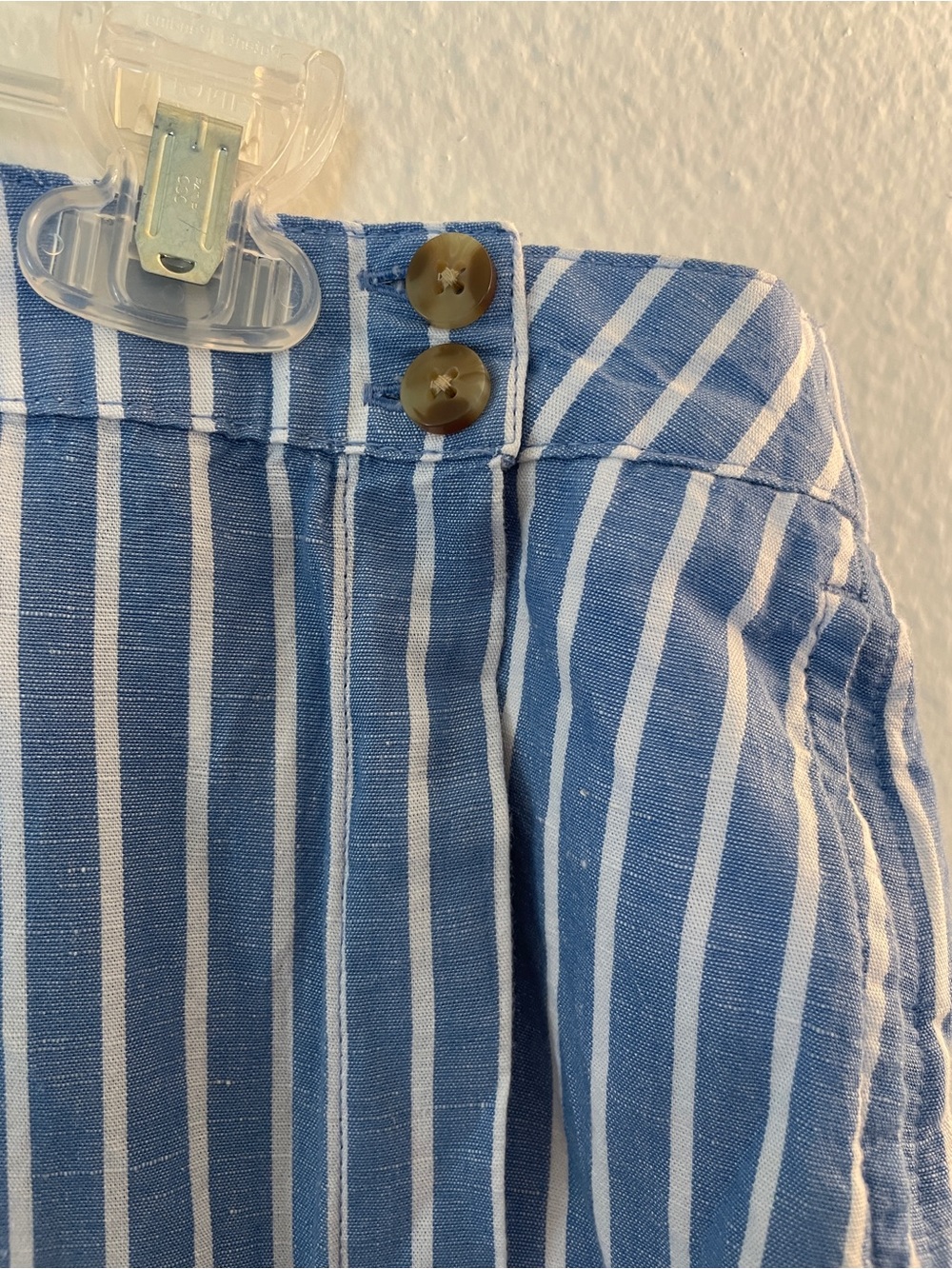 Pact Blue and White Linen Vertical Stripe A-Line Skirt - Picture 4 of 5